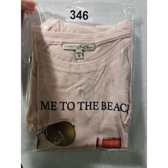 Express One Eleven Women Pink XL Sheer Short Sleeve T-Shirt Take Me To The Beach - Picture 7 of 7